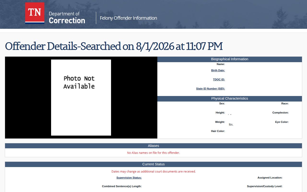 Clay County projected release date fields in Tennessee FOIL